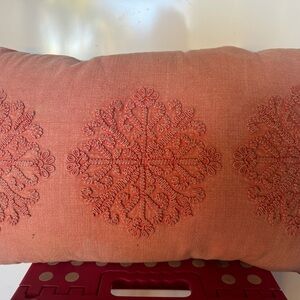 Embroidered Coral Pillow